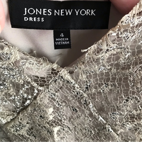 🖤NWT JONES NEW YORK CHAMPAGNE LACE DRESS SZ 4-PROM-PARTY-LUXURY FULLY LINED🖤 - Picture 6 of 14
